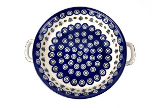 420 Bunzlau Ronde schaal met open handvaten 366X  Ronde Schalen